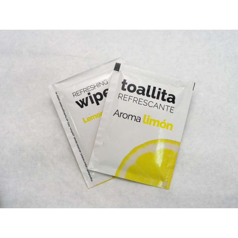 toallita refrescante perfumada aroma limon individual